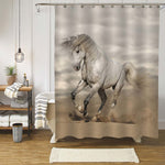 Arab Horse Galloping in Desert Shower Curtain - Grey