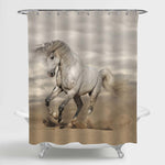 Arab Horse Galloping in Desert Shower Curtain - Grey