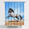 Horse Appaloosa Play on Meadow Shower Curtain - Blue Brown