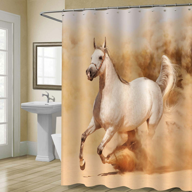 White Horse Running in the Sand Shower Curtain