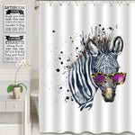 Hand Drawn Sketch Zebra Hipster Head Shower Curtain - Black White