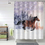 Red Horse Runs Gallop on the Winter Field Shower Curtain