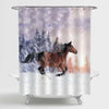 Red Horse Runs Gallop on the Winter Field Shower Curtain