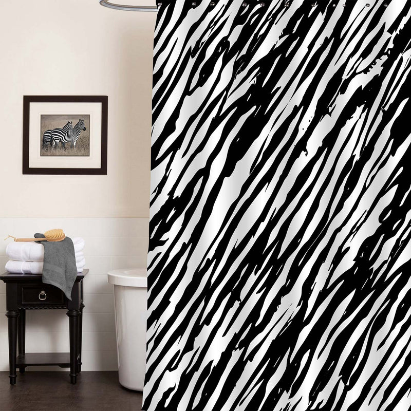 Zebra Pattern Shower Curtain - Black White