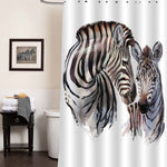 Little Zebra with His Mother Shower Curtain - Black White