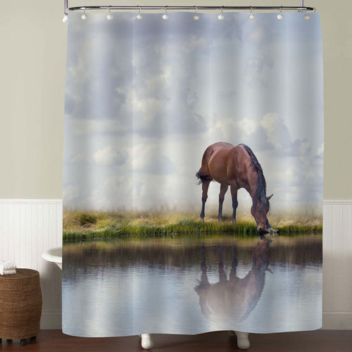 Horse Drinking Water in a Lake Shower Curtain