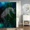 Zebra Floating in the Space Shower Curtain - Green White