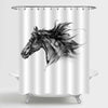 Sketch Side Portrait of A Horse Shower Curtain - Black White