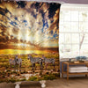 African Zebras Herd on Savanna at Sunset Shower Curtain - Gold