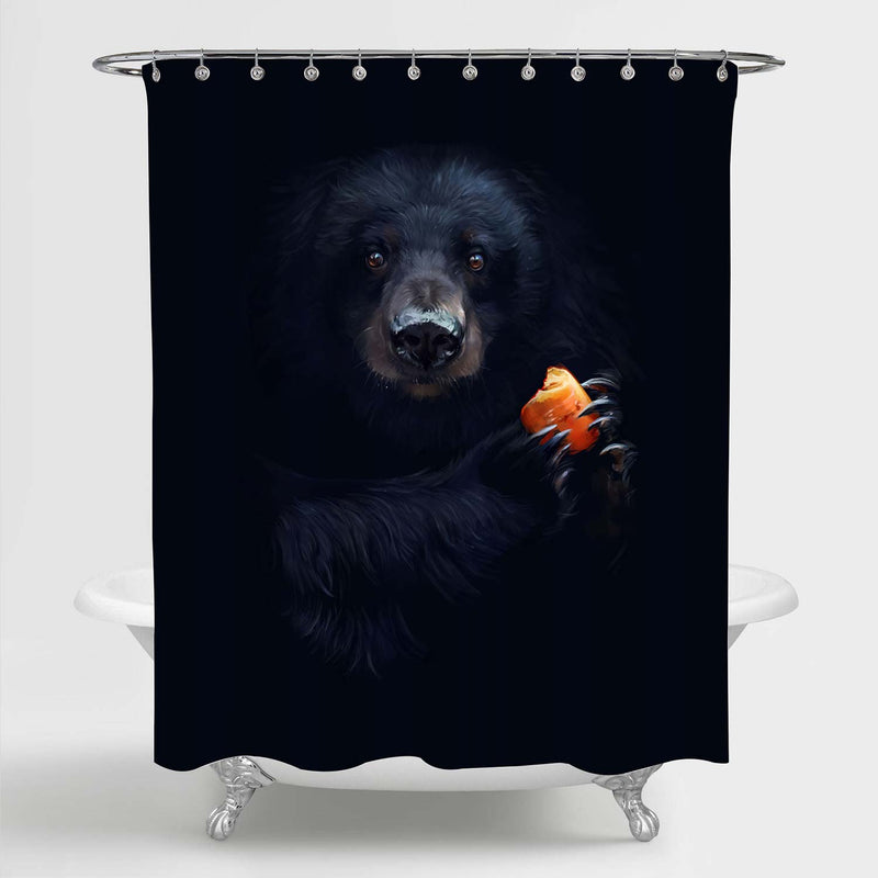 Black Bear Close Up Portrait Shower Curtain