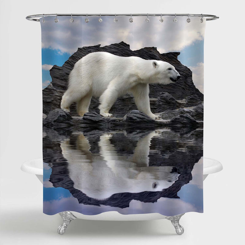 Polar Bear on the Cliff Shower Curtain