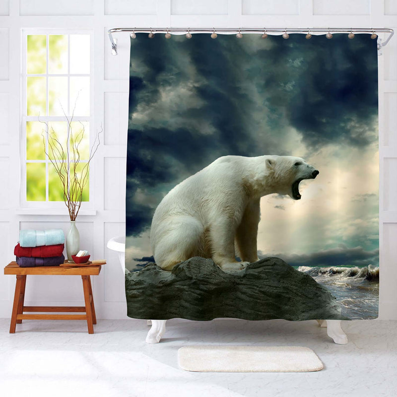 White Polar Bear Hunter on the Ice Shower Curtain