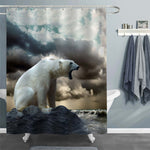 Polar Bear Hunter on the Rock Shower Curtain - Grey