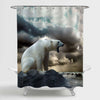 Polar Bear Hunter on the Rock Shower Curtain - Grey