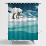 Polar Bear on Drift Ice Edge Shower Curtain - Green
