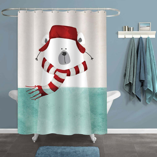 Hipster Polar Shower Curtain - Green White