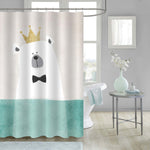 Polar Bear with Crown Shower Curtain - White Green