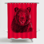Hand Drawn Bear Shower Curtain - Red Black