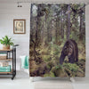 Grizzly Bear Walking in the Woods Shower Curtain - Brown Green