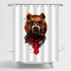 Hipster Bear Portait Shower Curtain - Brown