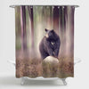 Black Bear on a Rock in the Woodland Shower Curtain - Brown