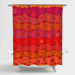 Hippie Style Irregular Stripes with Circles Shower Curtain- Red