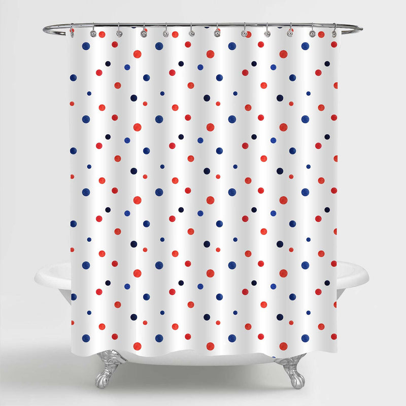 Watercolor Polka Dot Shower Curtain - Red Blue