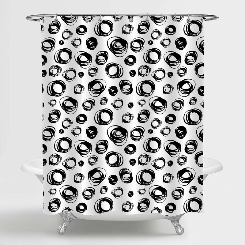 Black and White Circle Pattern Shower Curtain