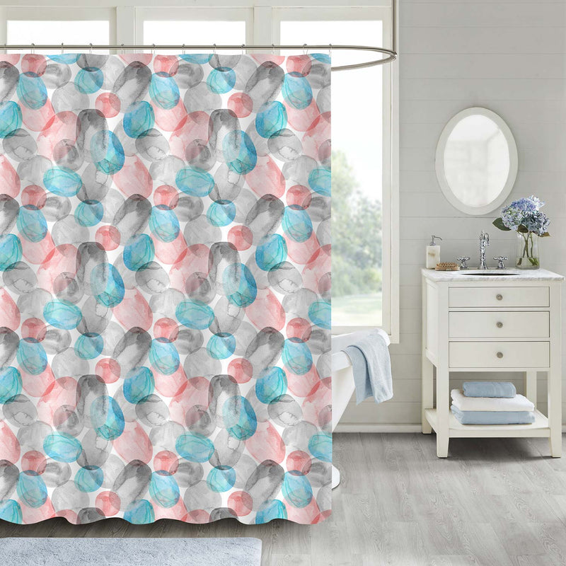 Watercolor Transparent Shapes in Pastel and Monochrome Colors Shower Curtain