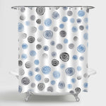 Abstract Grunge Circle Shower Curtain - Blue Black