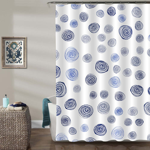 Grunge Circles Shower Curtain - Blue Black