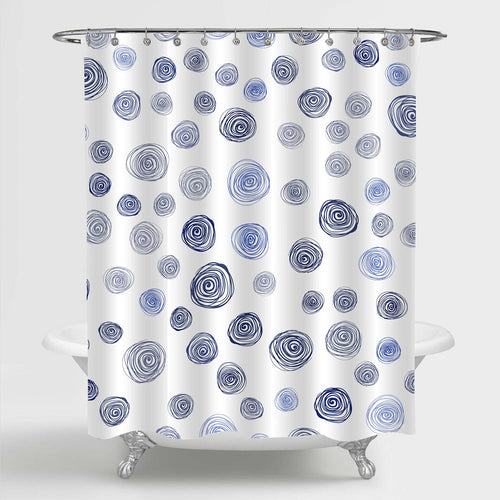 Grunge Circles Shower Curtain - Blue Black