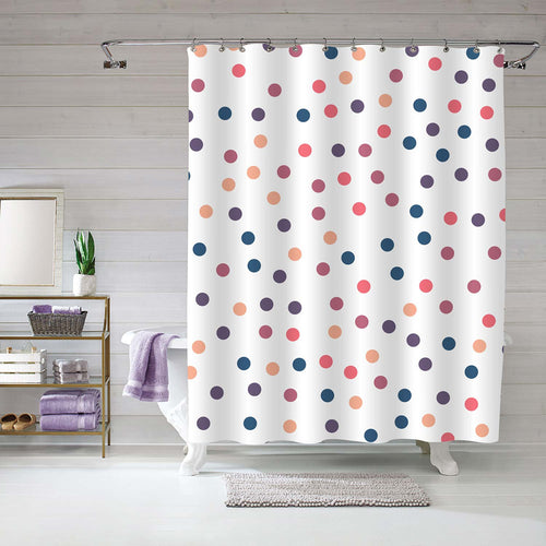 Retro Polka Dots Pattern Shower Curtain - Multicolor