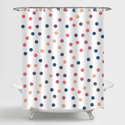 Retro Polka Dots Pattern Shower Curtain - Multicolor