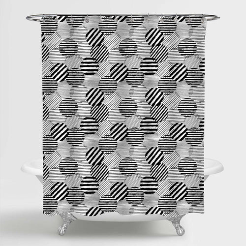 Irregular Polka Dots Shower Curtain - Black White