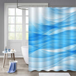 Abstract Ocean Waves Shower Curtain - Blue