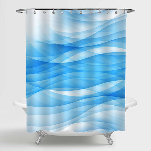 Abstract Ocean Waves Shower Curtain - Blue