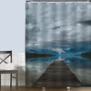 Lake Fishing Pier on Overcast Day Shower Curtain - Blue Grey