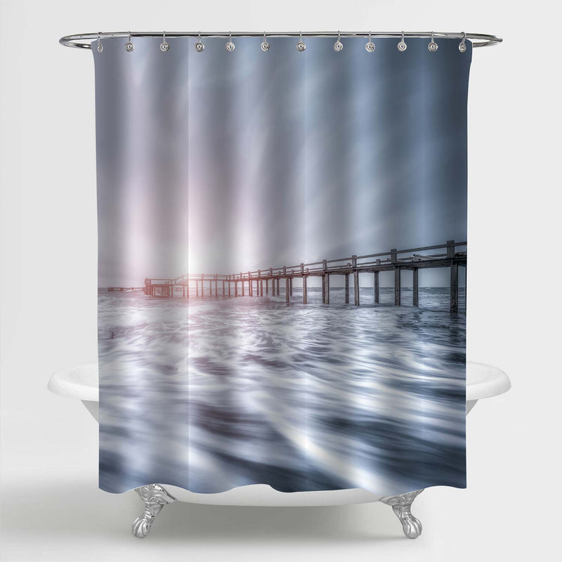 Seaside Trestle Water Flow Shower Curtain - Grey