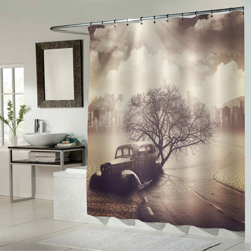 Deserted Landscape Shower Curtain - Grey