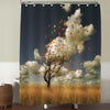 Lonely Tree and Colorful Leaves on Grassland Shower Curtain - Blue Gold