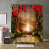 Fantasy Woods and Flowers Shower Curtain - Red Gold