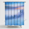 Forest Trees Sticking Out from the Heavy Fog Shower Curtain - Light Blue