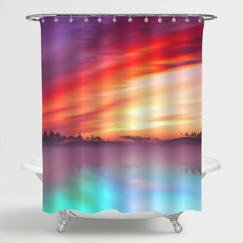 Magnificent View of Autumn Forest Sunset Shower - Multicolor