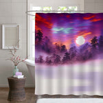 Picturesque Mountain Sunset Landscape Shower Curtain - Purple Pink