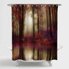 Mist Forest with a River Reflecting Shower Curtain - Pruple