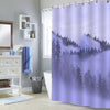 Panoramic View of Mountains in Misty Forest Shower Curtain - Purple