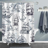 Navy Marine Pattern Nautical Shower Curtain - Grey