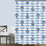 Retro Marine Pattern Shower Curtain - Blue