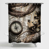 Exploration and Nautical Theme Grunge Shower Curtain - Brown